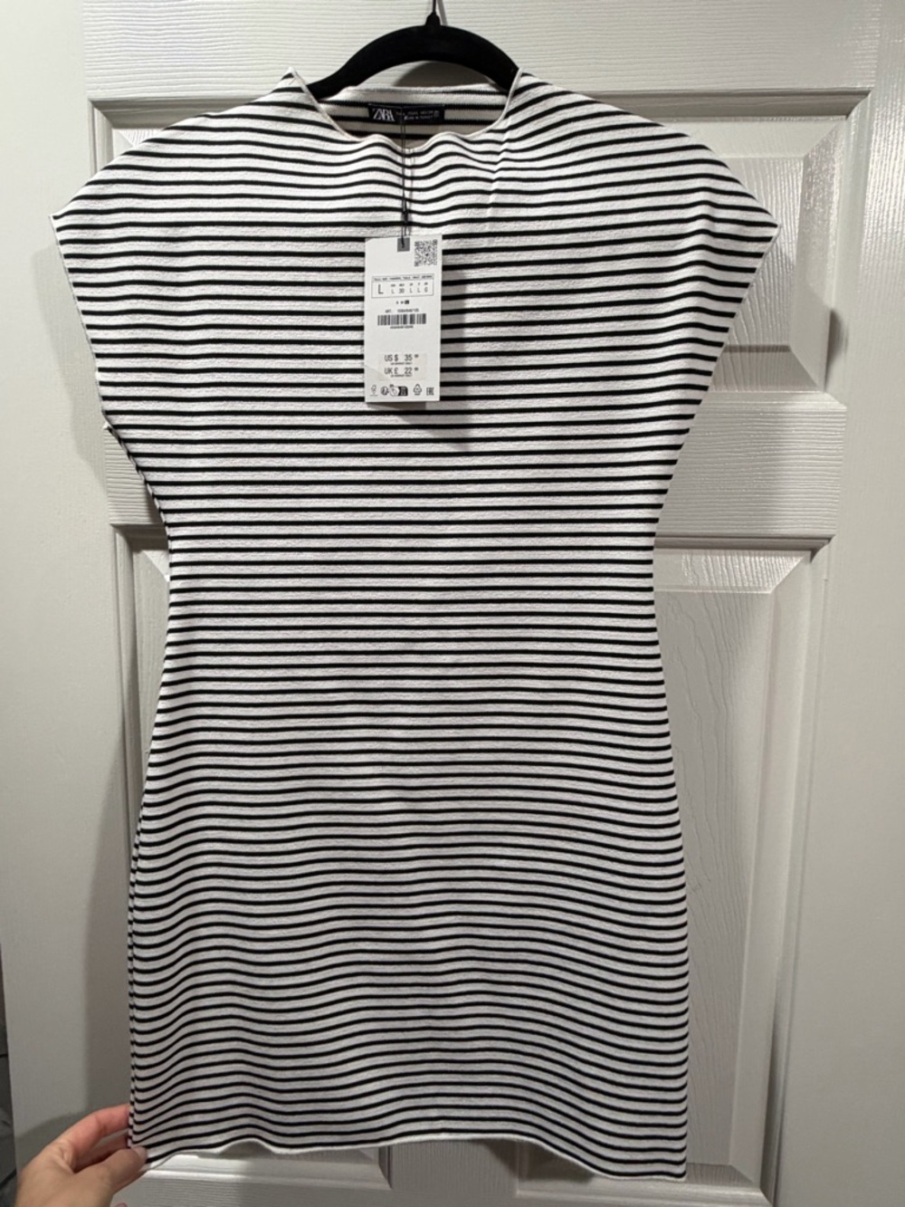 ZARA Black and White Striped Mini Dress